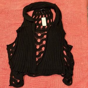 BCBGMaxAzria medium Womens New with tags Black Open-Knit Sweater